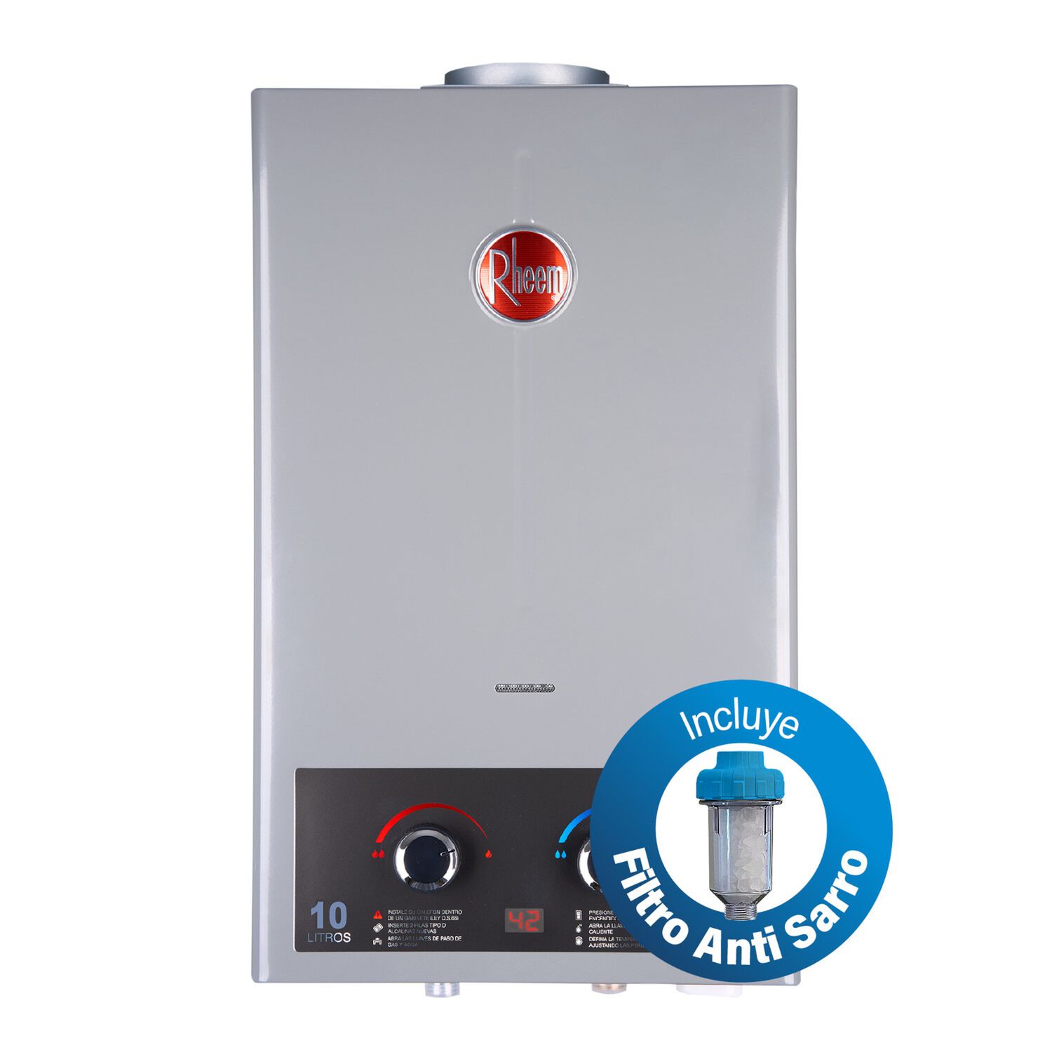 Calefont 10 Litros Gas Natural Tiro Natural Rheem image number 2.0