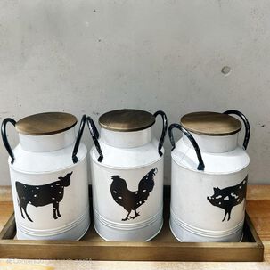 Set De Tarros Enlozados Con Bandeja