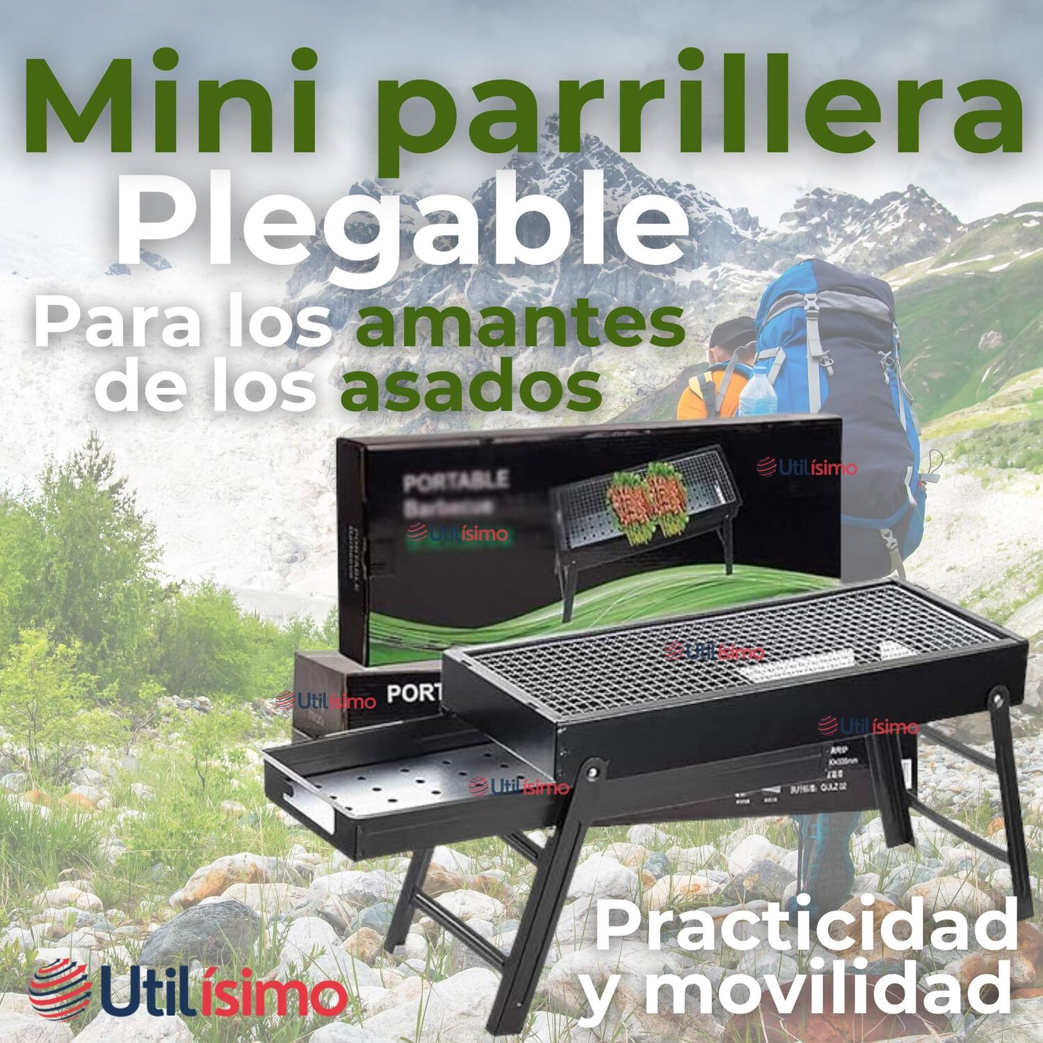 Mini Parrillera De Carb&oacute;n Plegable Port&aacute;til Acero image number 1.0