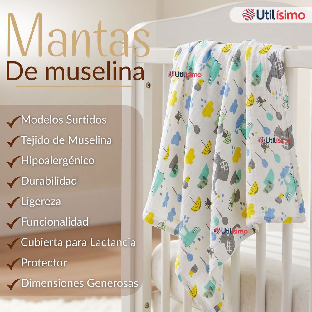 Manta Muselina 70x 70 Cm Beb&eacute; Ni&ntilde;o Multiuso 100% Algod&oacute;n Colores Surtidos image number 2.0