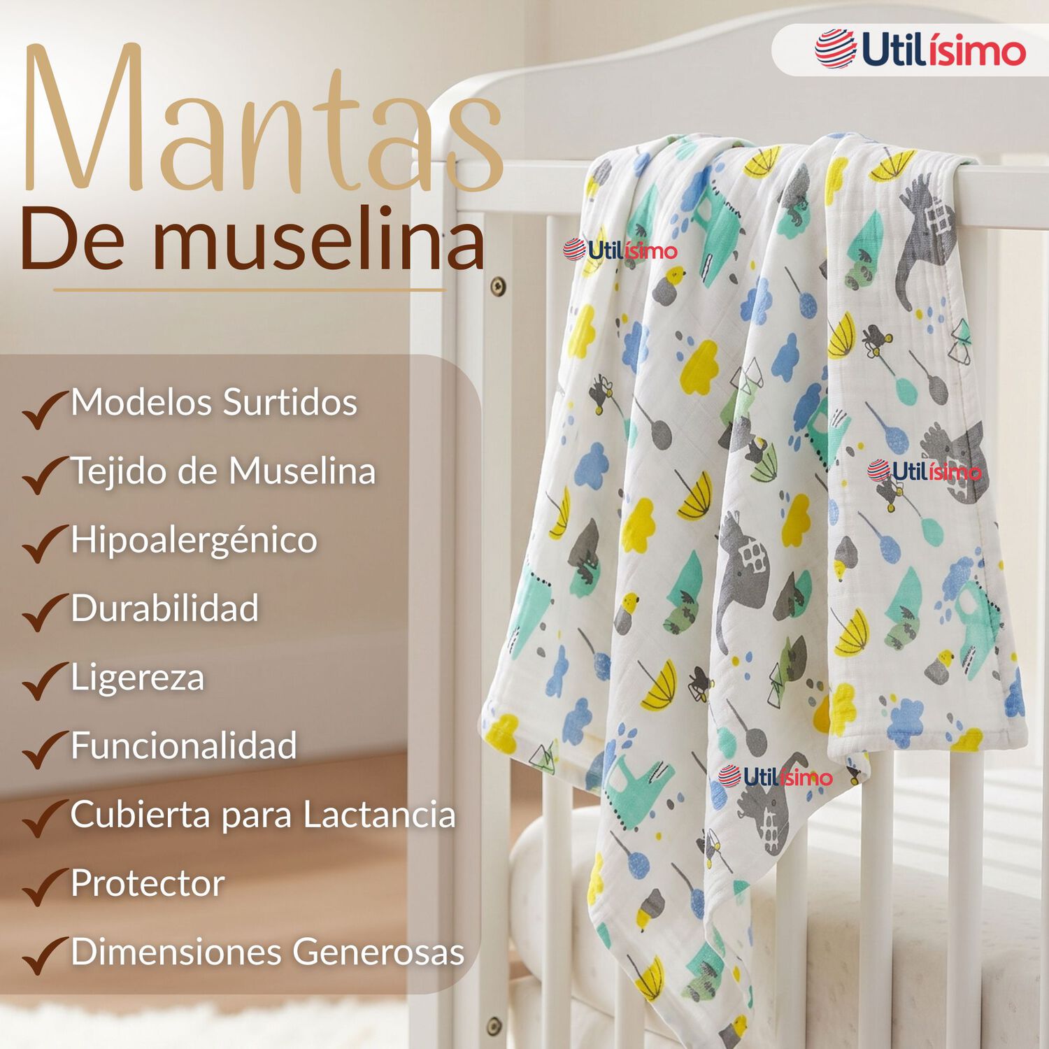 Manta Muselina 70x 70 Cm Beb&eacute; Ni&ntilde;o Multiuso 100% Algod&oacute;n Colores Surtidos image number 2.0