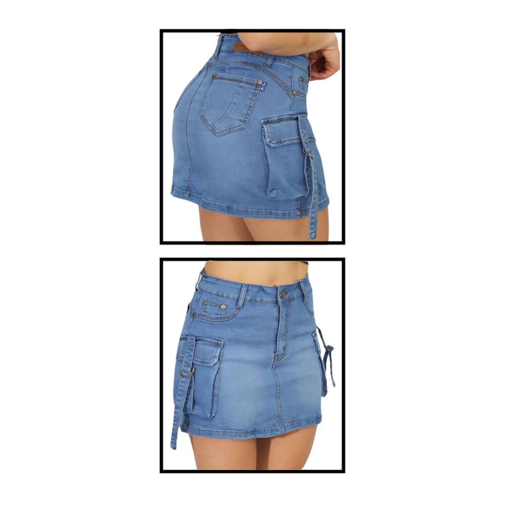 Falda Jeans Con Short Mujer Cargo image number 1.0