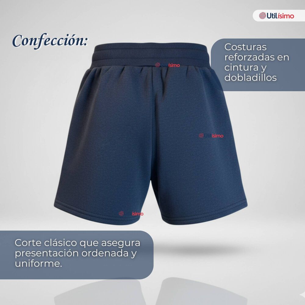 Pantal&oacute;n Corto Short Ni&ntilde;o Algod&oacute;n Deportivo Escolar Azul Marino image number 4.0