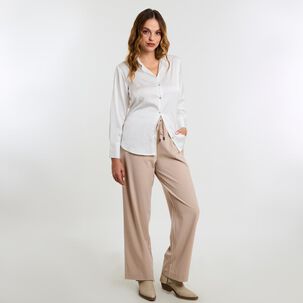 Pantalón Pretina Eláasticada Tiro Medio Palazzo Mujer Kimera