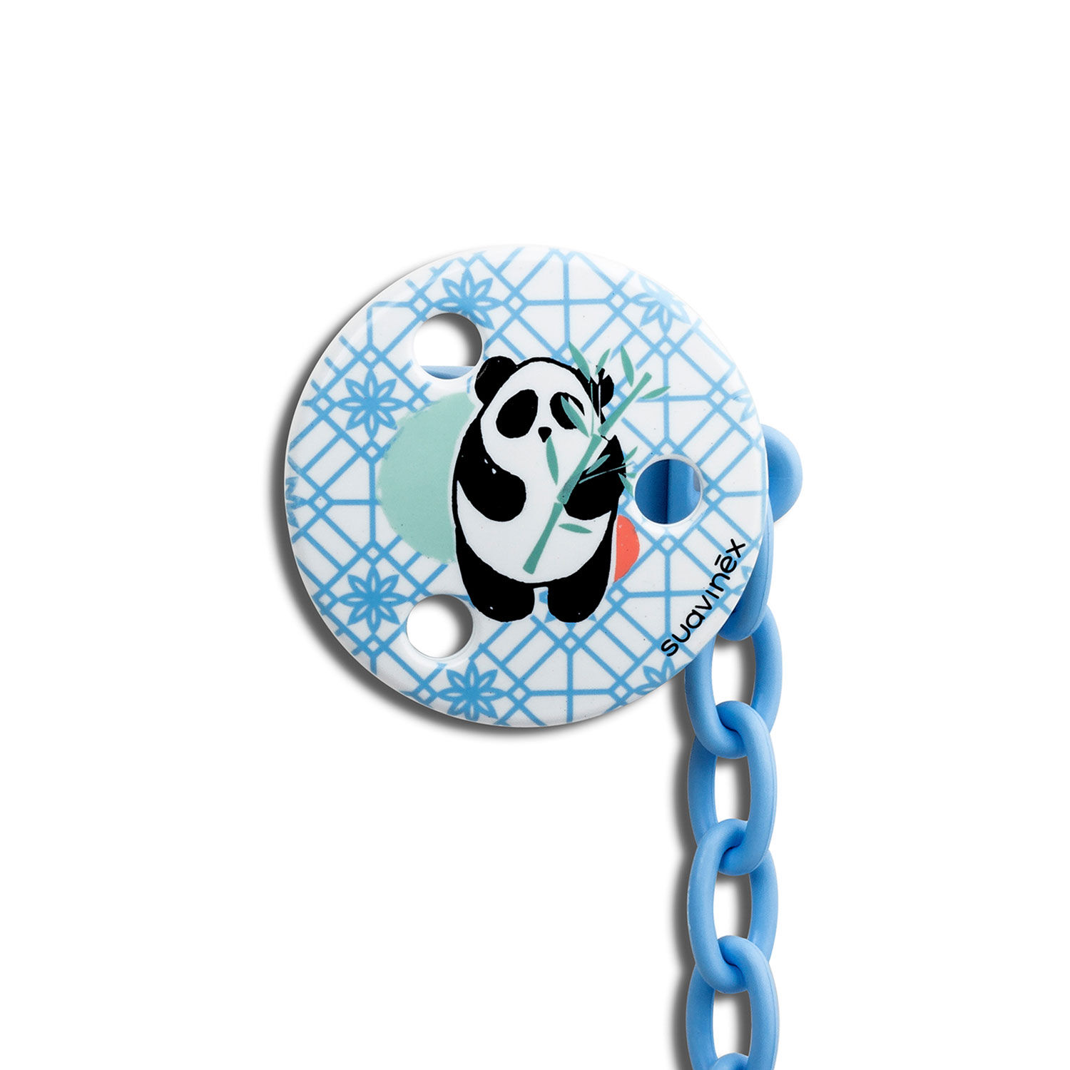 Chupete Anatomico Silicona 6-18m + Broche Redondo Panda Trama Blanco image number 2.0