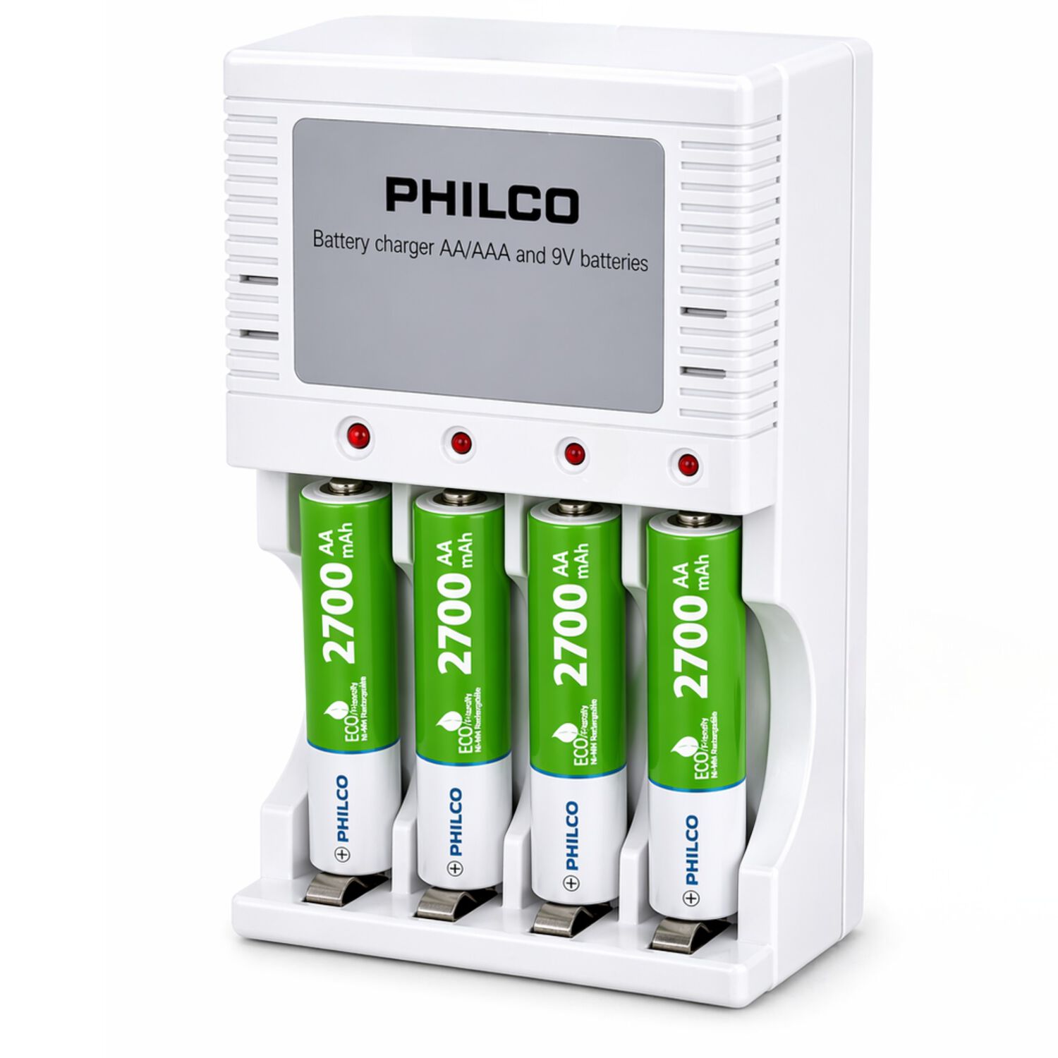 Cargador De Pilas + 4 Pilas Aa 2700 Mah Pre Cargadas Philco image number 0.0