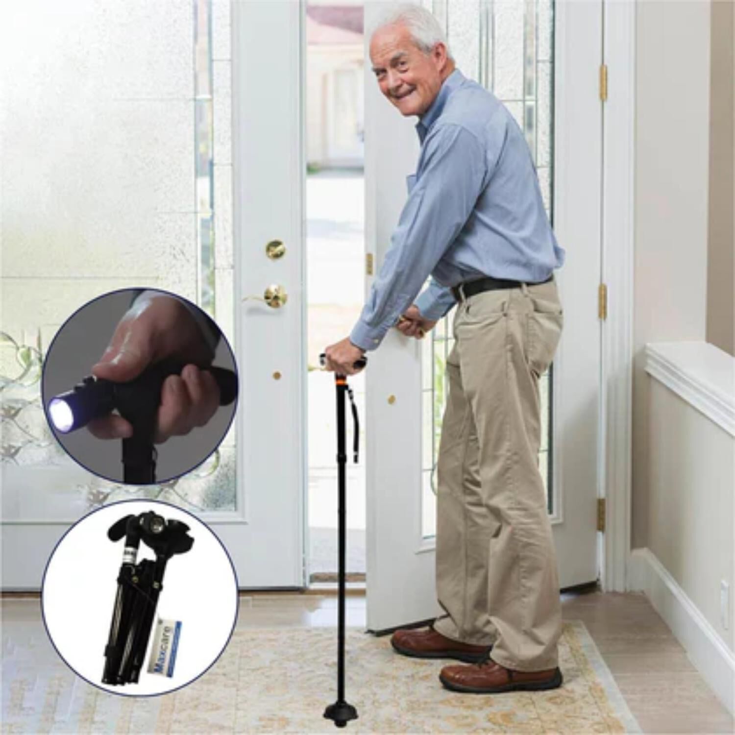 Baston Plegable Negro Con Luz image number 3.0