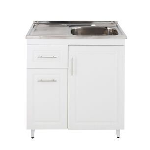 Kit Mueble Lavaplatos Blanco Izquierdo Domsa (incluye Desagh&uuml;e Con Sif&oacute;n) 80x50x90cm