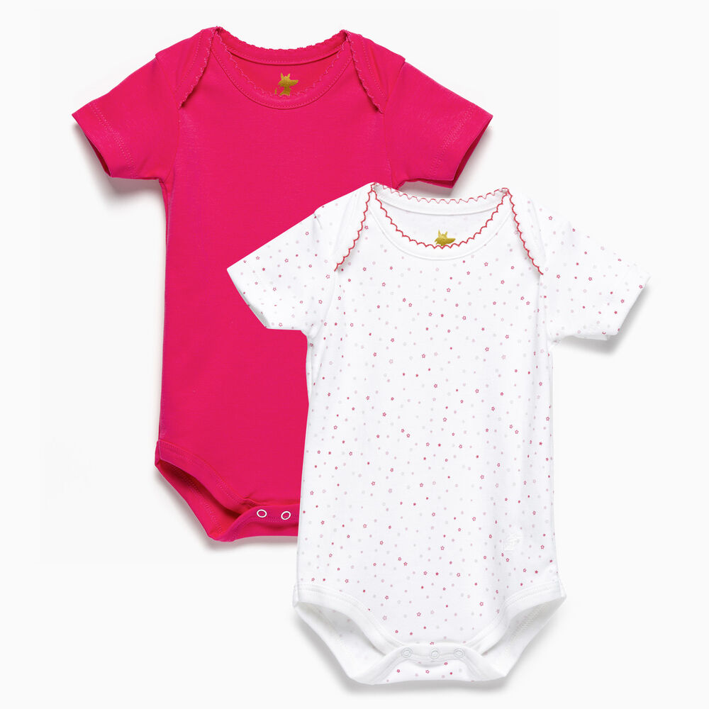 Pack Body Estrellas Blanco Fucsia Manga Corta Algodón Peruano image number 0.0