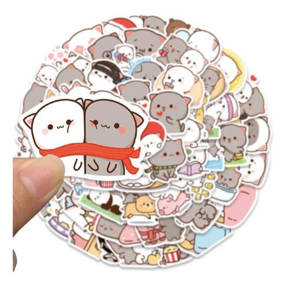 Set Stickers Calcomonias Mochi Mochi Peach Cat Gatitos Kawai image number 2.0