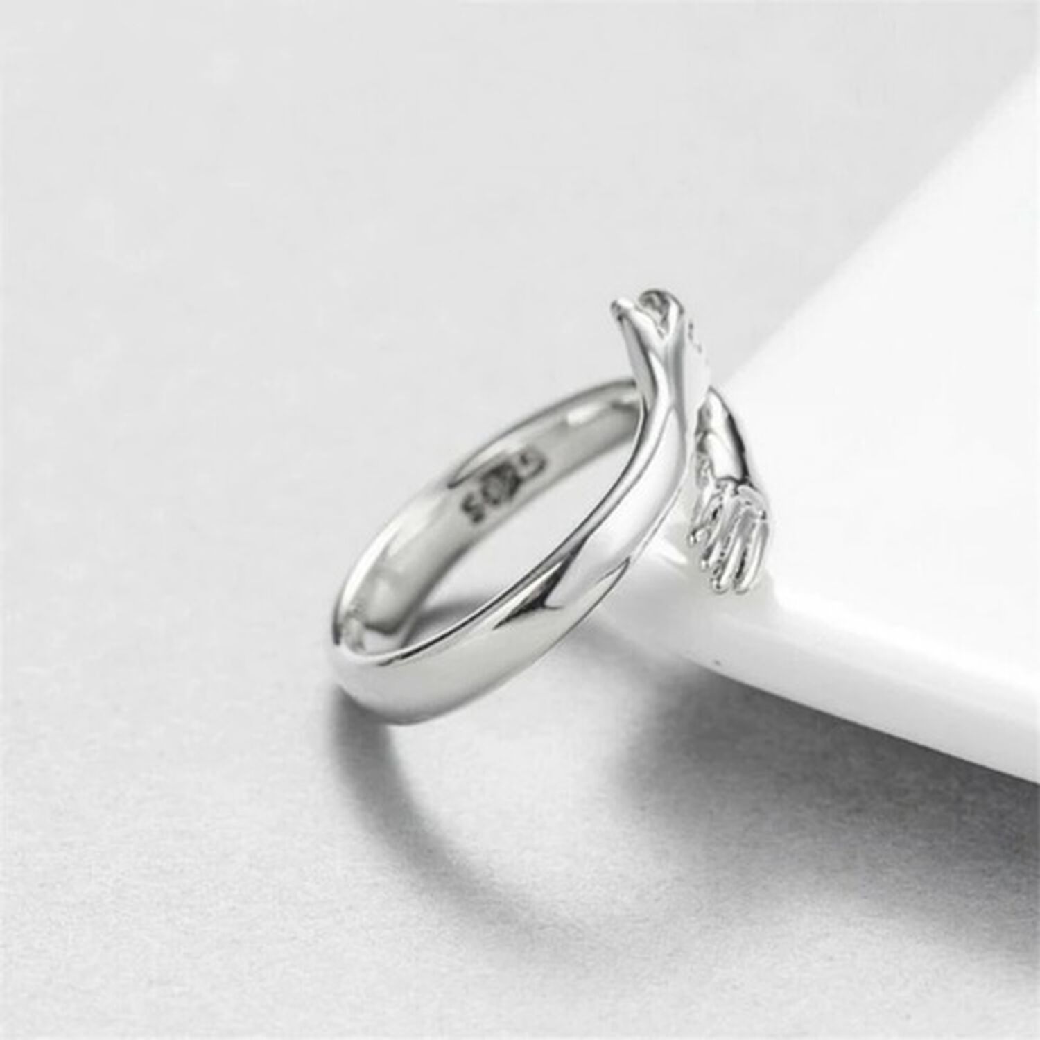 Anillo Abrazo Plata Real Sterlina 925 Abrazo Amor Joyeria Fina image number 3.0