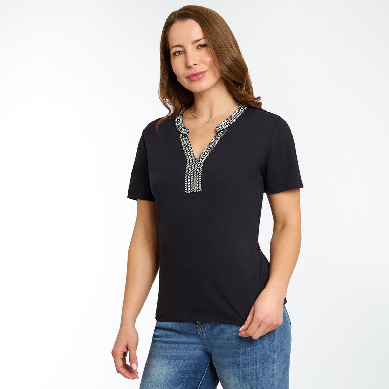 Polera Lisa Manga Corta Cuello Mao Mujer Geeps image number 2.0
