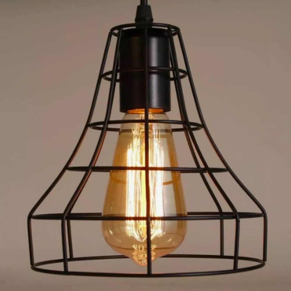 Lampara Jaula De Hierro Colgante + Ampolleta Led Vintage image number 0.0