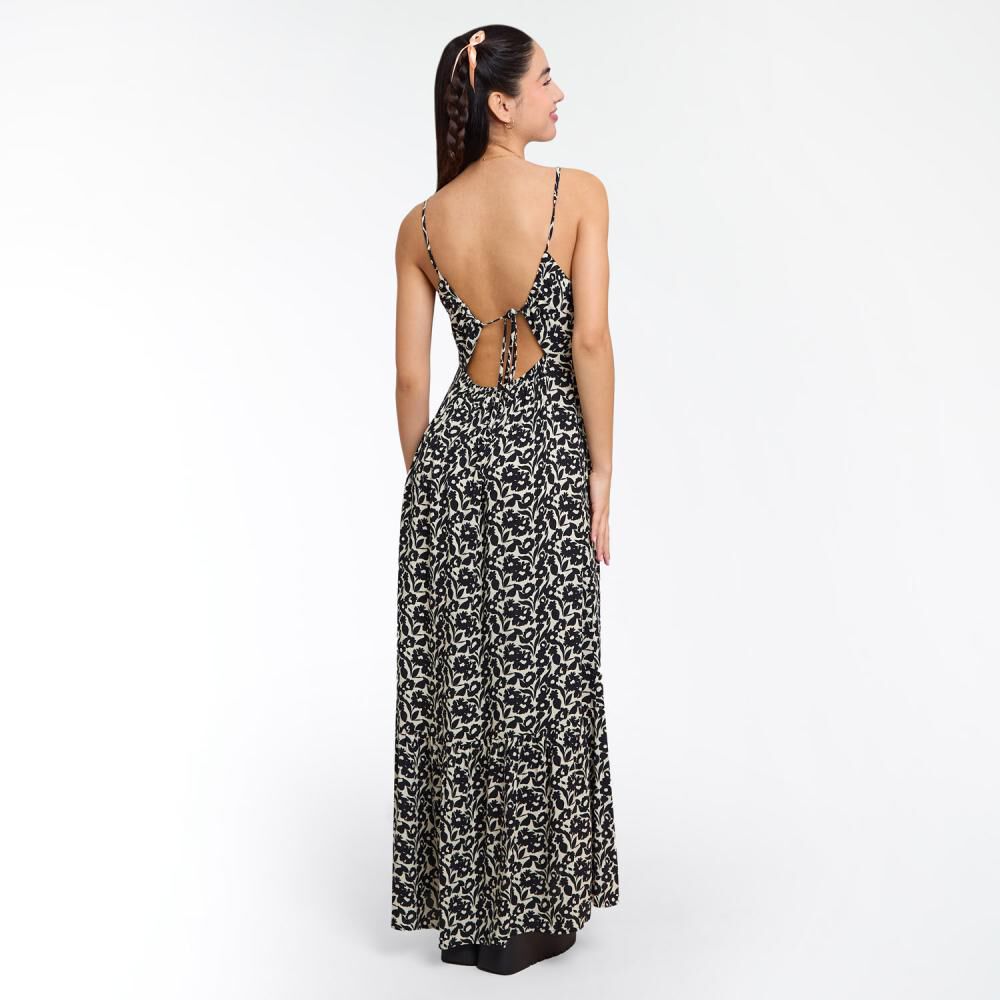 Vestido Largo Estampado Sin Mangas Cuello V Mujer Freedom image number 3.0