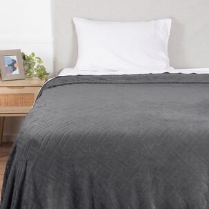 Frazada Flannel Embossed 1.5 Plazas Gris