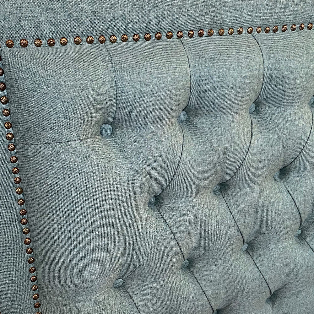 Respaldo De Cama Capitoné Frame Tachas Lino Verde Jeans Super King image number 2.0