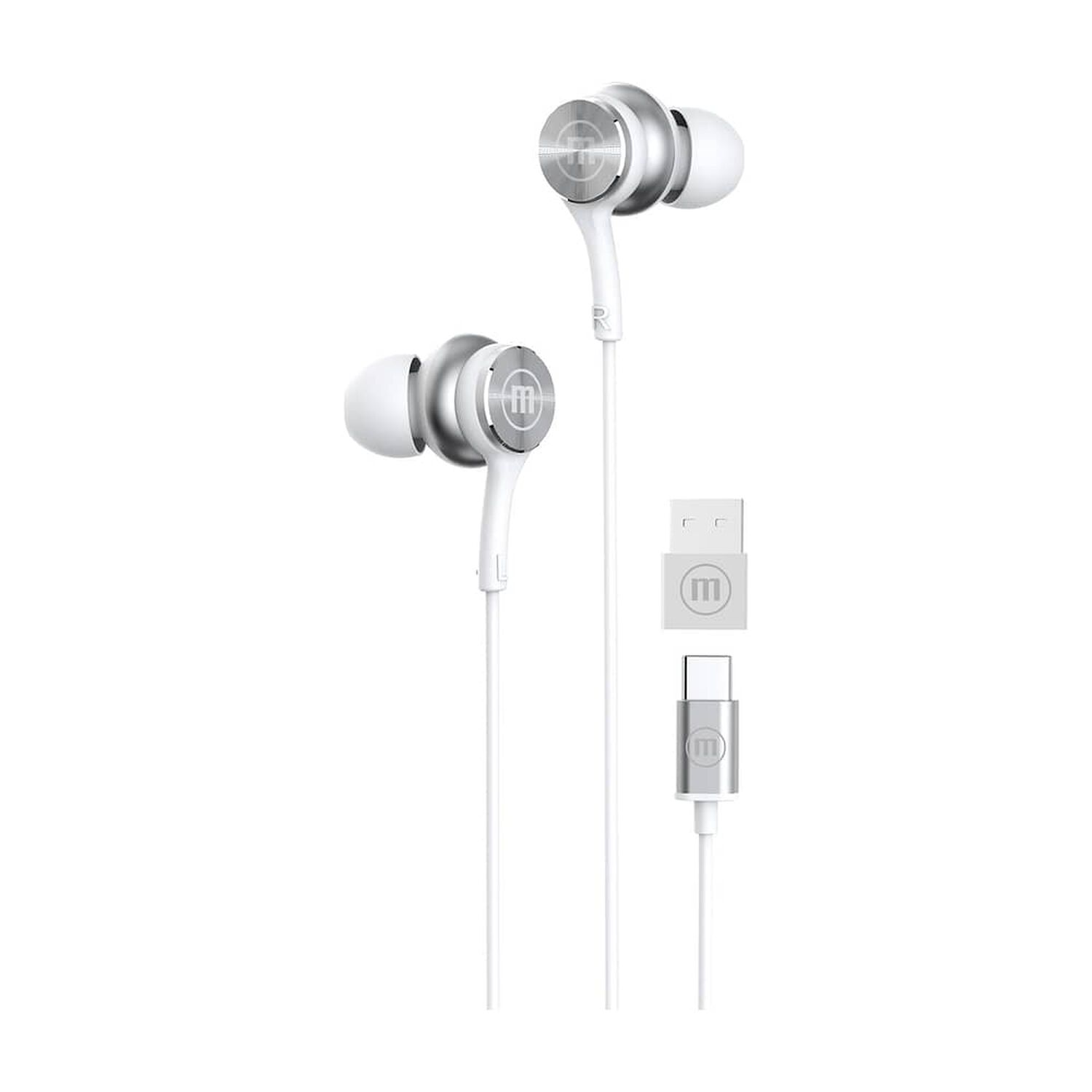 Audífonos Maxell Tipoc Con Adaptador Usb Blanco