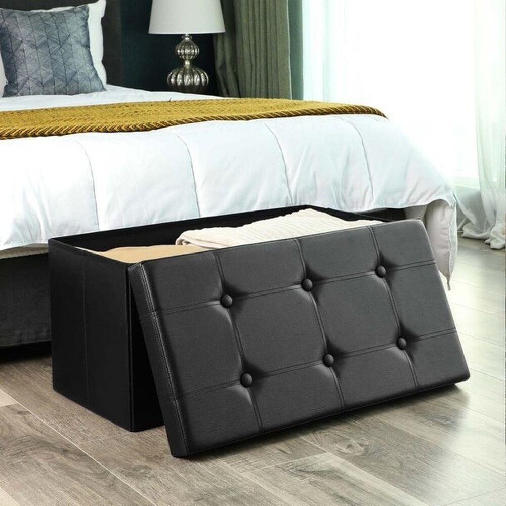Banqueta Puff Baul Organizador Sillón Negro 76x38cm image number 7.0