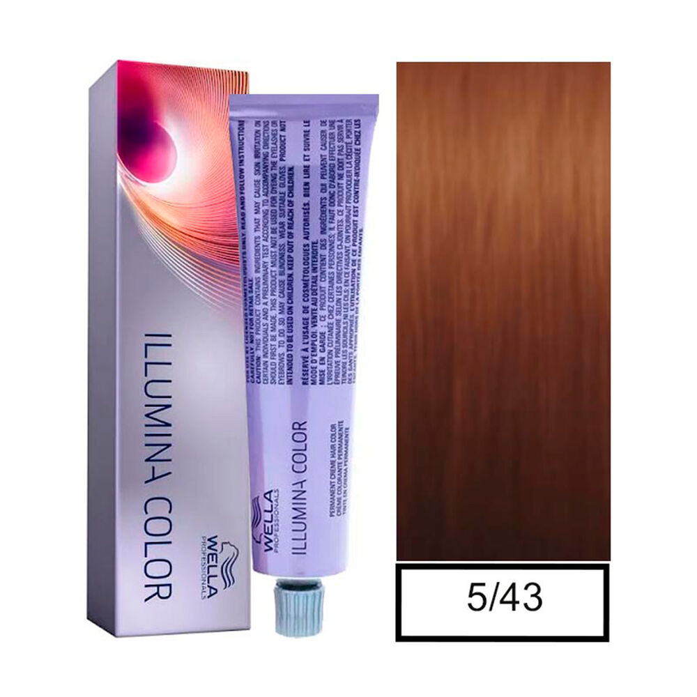Wella - Tintura Permanente Illumina Color 5/43 Castaño Claro Cobrizo Dorado 60 Ml + Oxidante image number 0.0