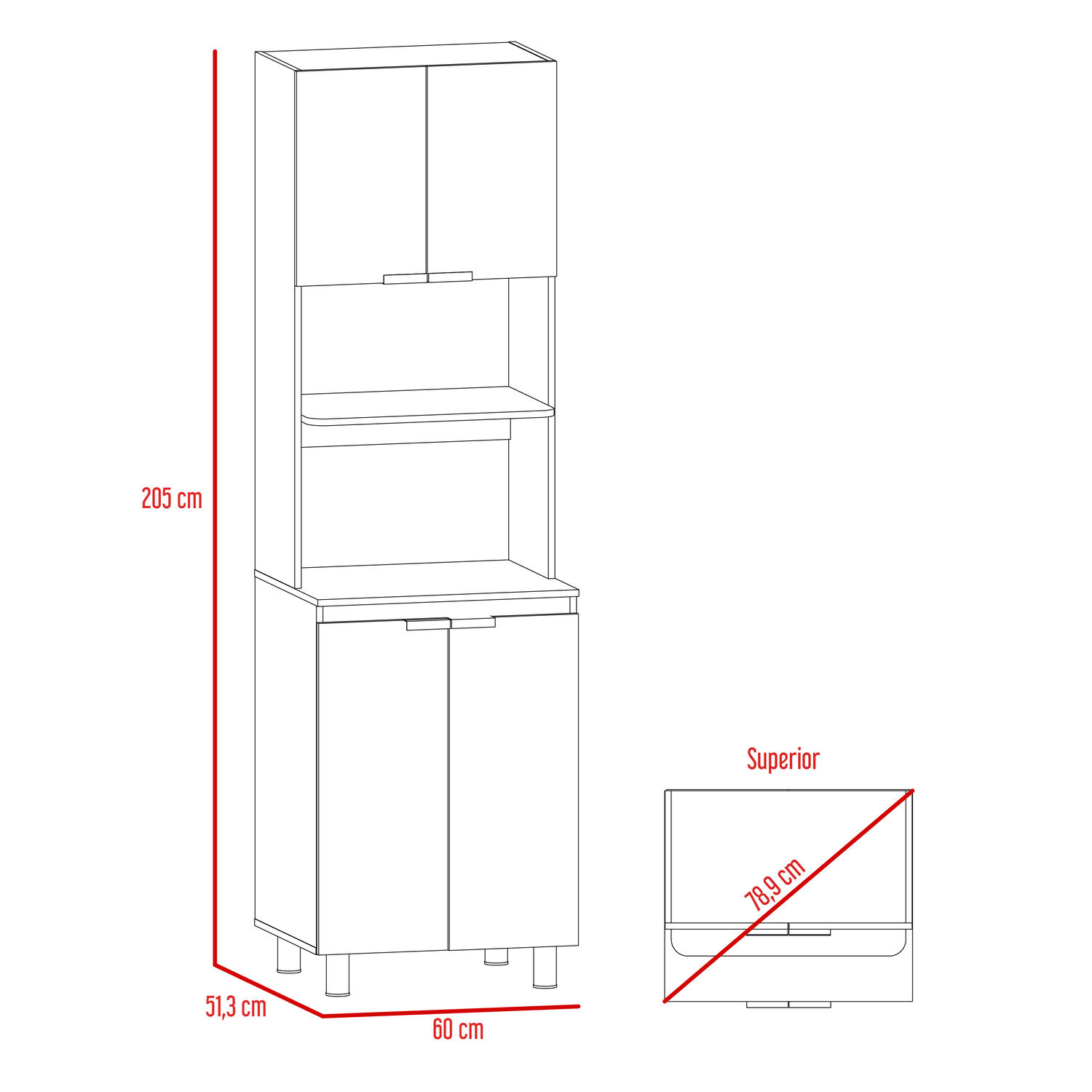 Mueble Microondas 4 Puertas Fm-005g Gris Y Blanco image number 5.0