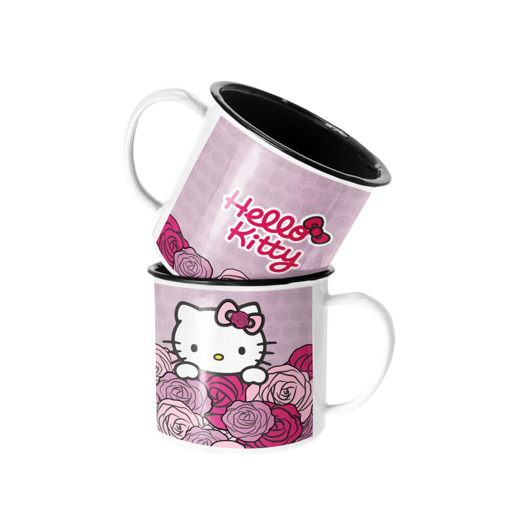 Taza Enlozada Lechera Hello Kitty Flores Tierna image number 0.0