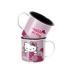 Taza Enlozada Lechera Hello Kitty Flores Tierna