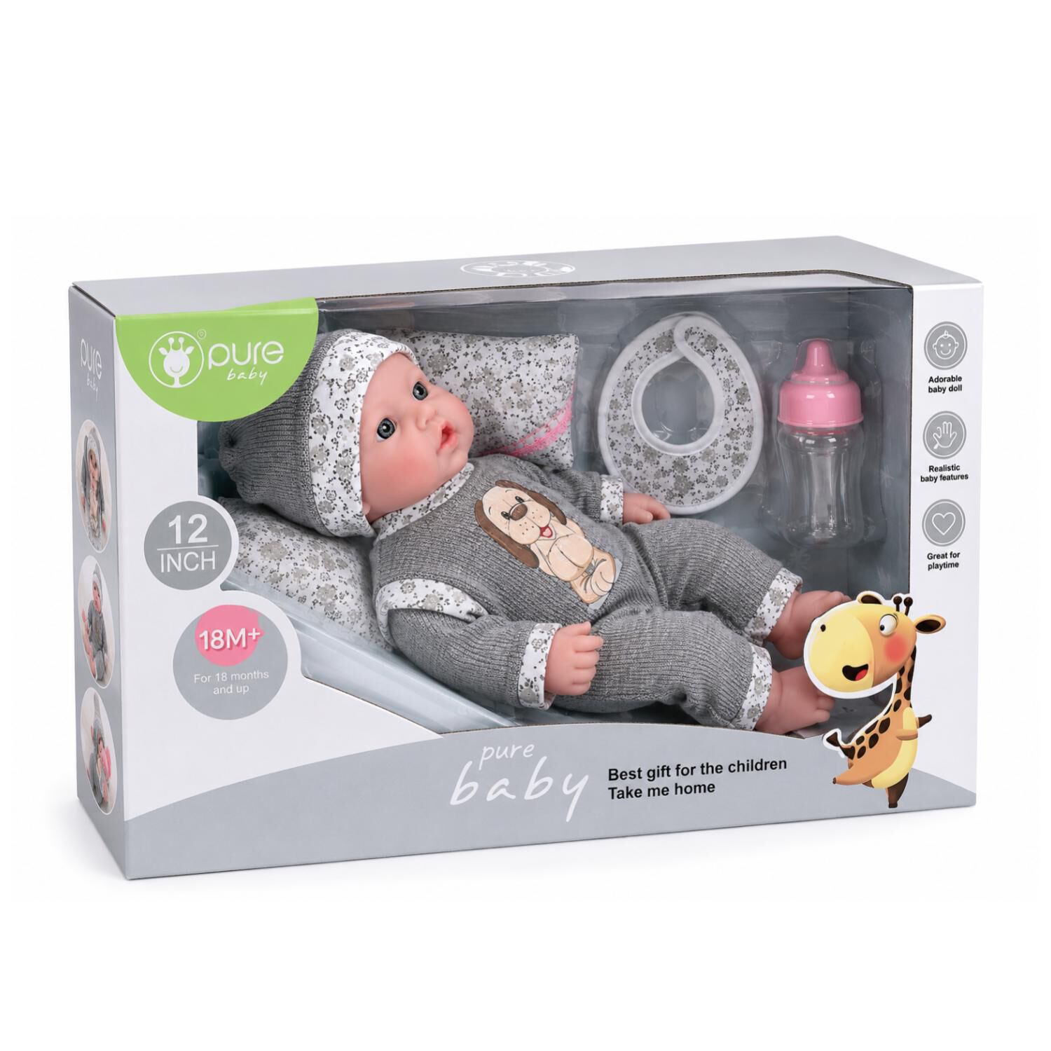 Juguete Mu&ntilde;eca Bebe 35cm Con Accesorios Gris Infantil image number 4.0