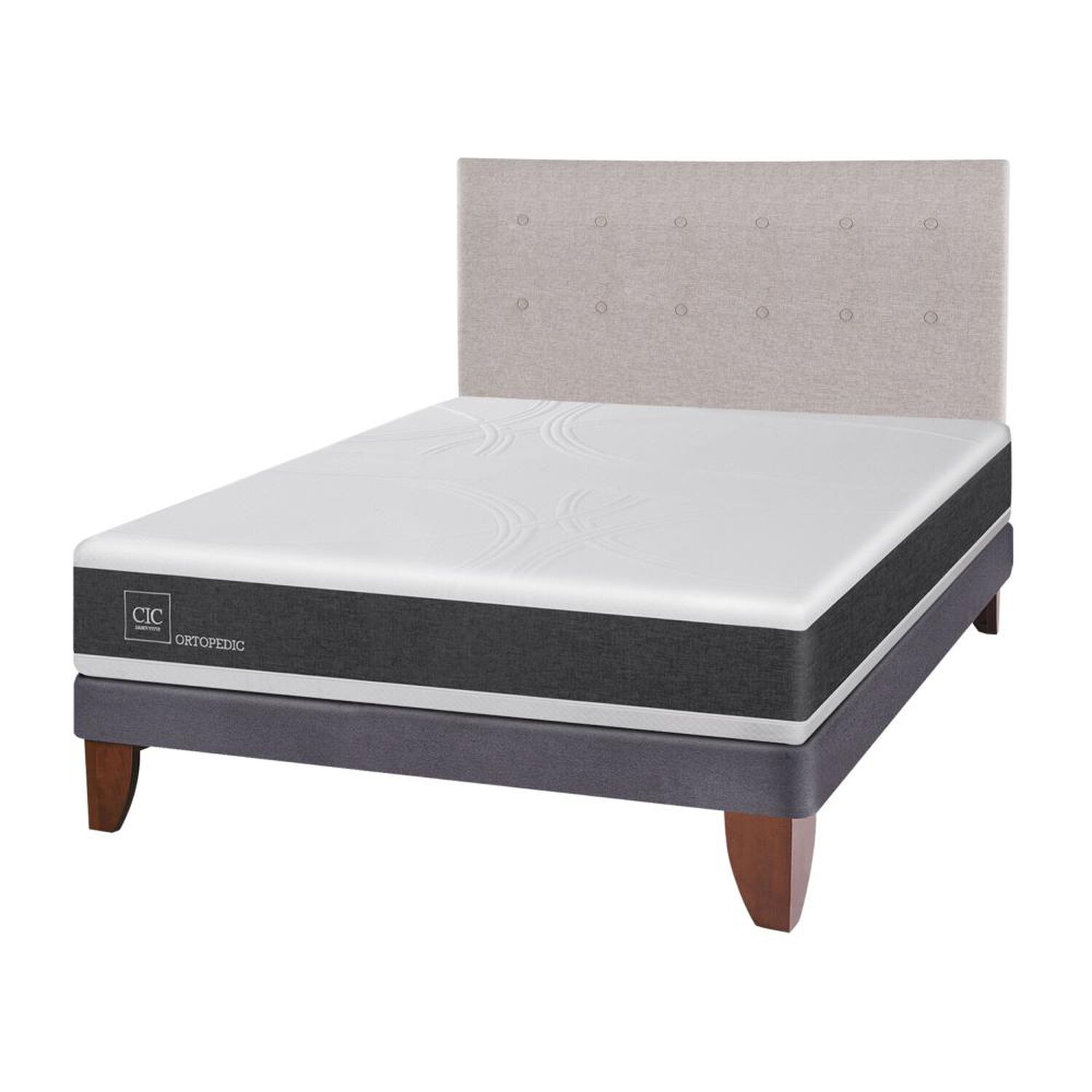 Cama Europea Cic Ortopedic / 2 Plazas / Base Normal + Respaldo image number 1.0