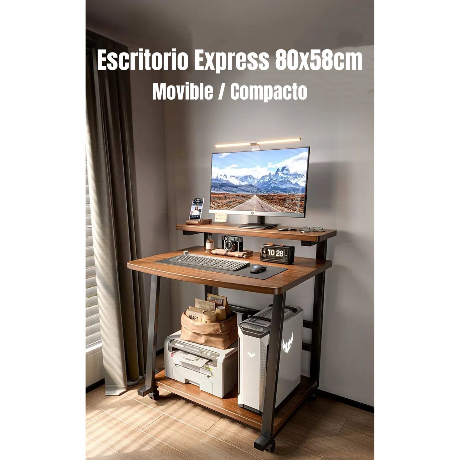 Escritorio M&oacute;vil Compacto Con Repisa 80x58x82cm Express image number 6.0