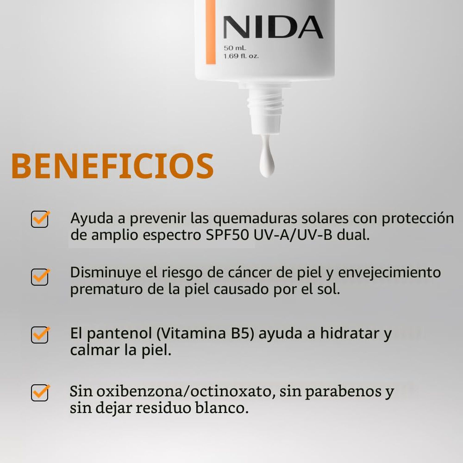 Invisible Fit Sun Cream Spf50+ Pa++++ (nida) -50ml Protector Solar Ligero image number 5.0