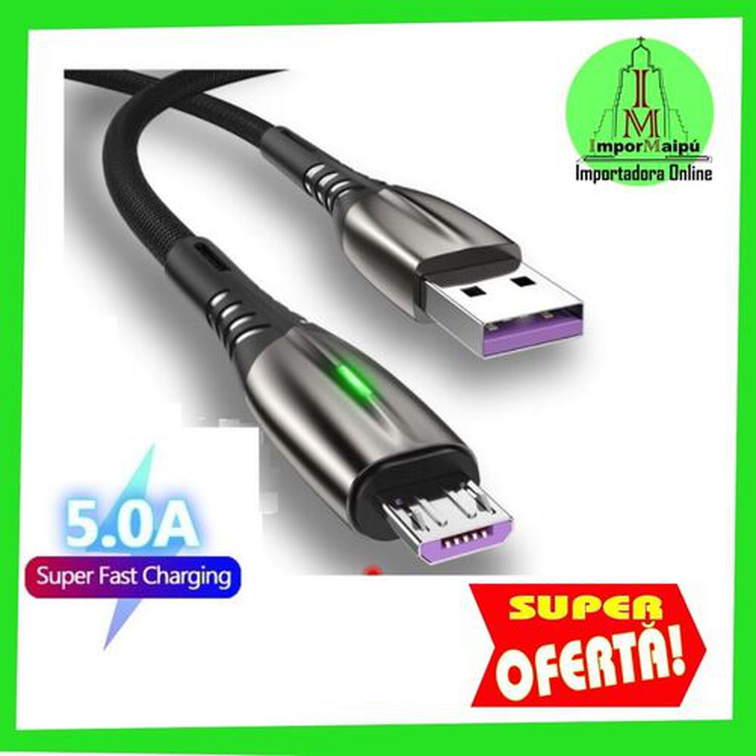 Cable Carga R&aacute;pida 30w Celular 5.1 A Usb A Lightning Compatible Para Iphone Acordonado Luz Led image number 7.0