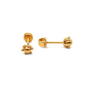 Aros Bolita Pistilo 5mm N2 Oro 18k Atornillados 1.10gr Mujer Hipoalerg&eacute;nicos