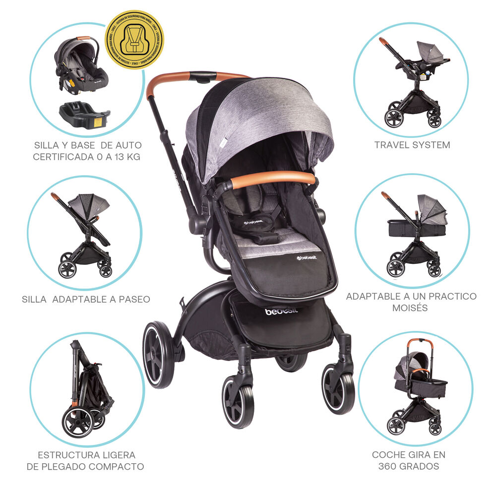 Coche Travel System Deluxe 360 Sx Gris image number 9.0