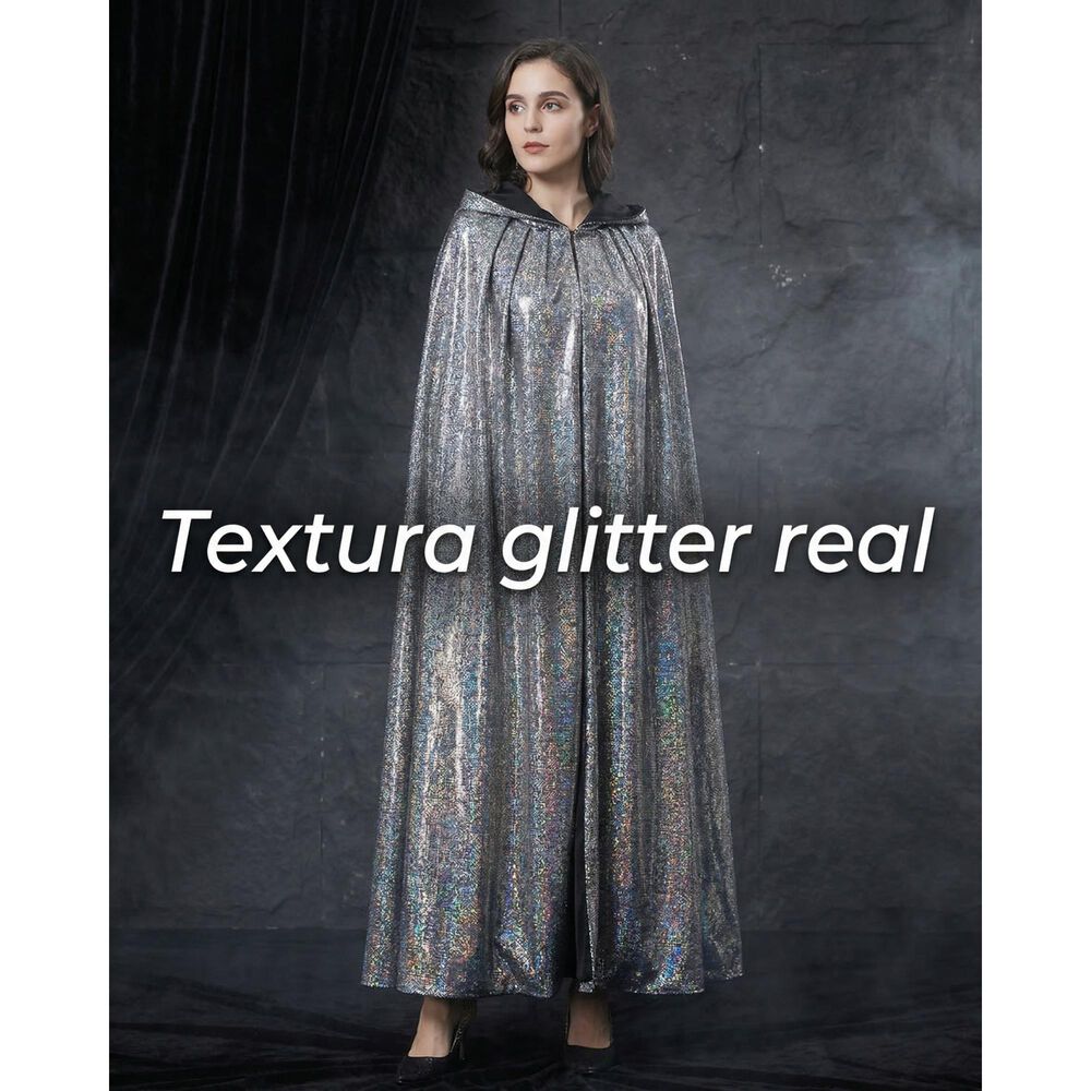 Capa Glitter Brillante Con Capucha Para Cosplay Y Disfraz image number 24.0
