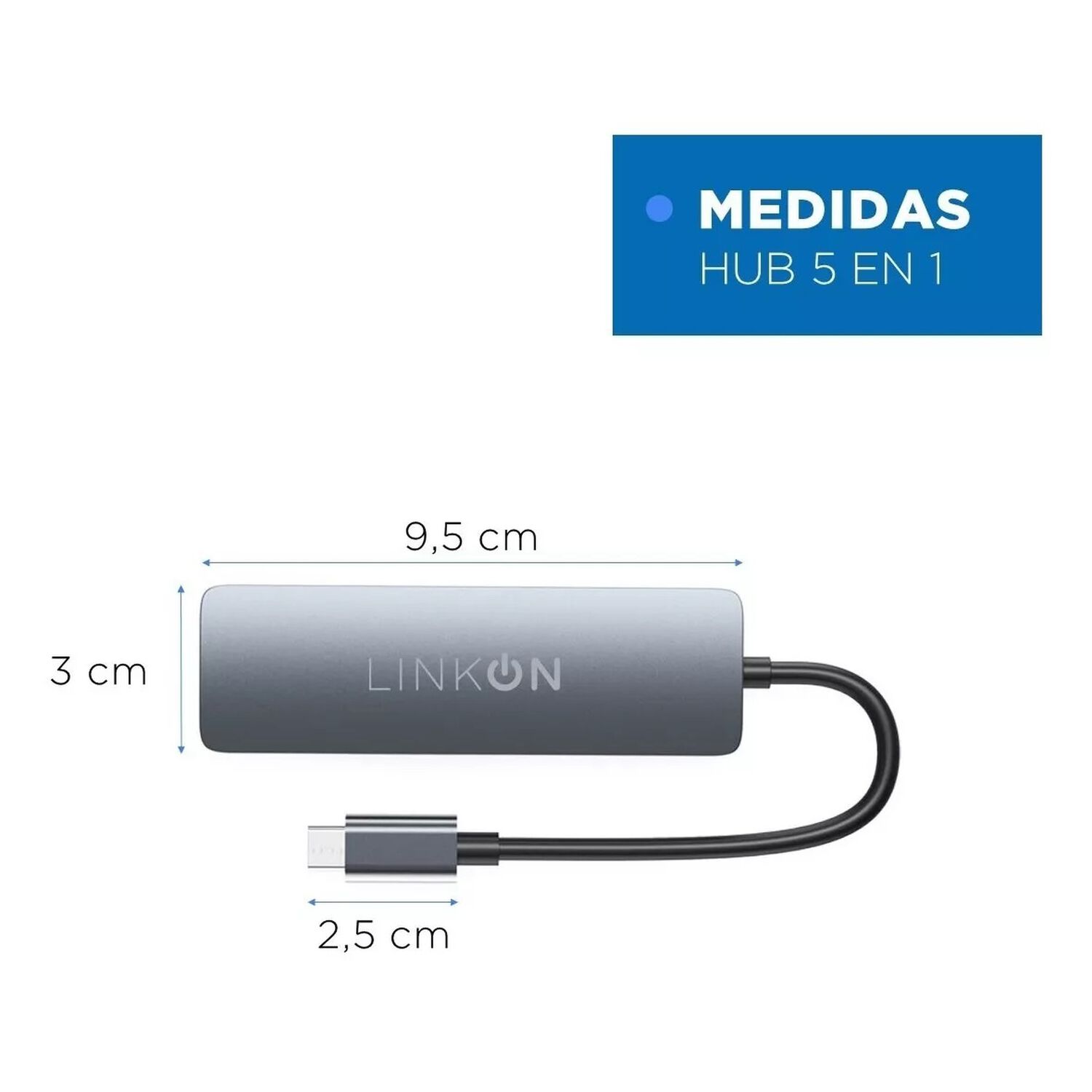 Hub Adaptador Linkon Usb Tipo C 5 En 1 Rj45 Para Mac Y Windows - Gris image number 5.0