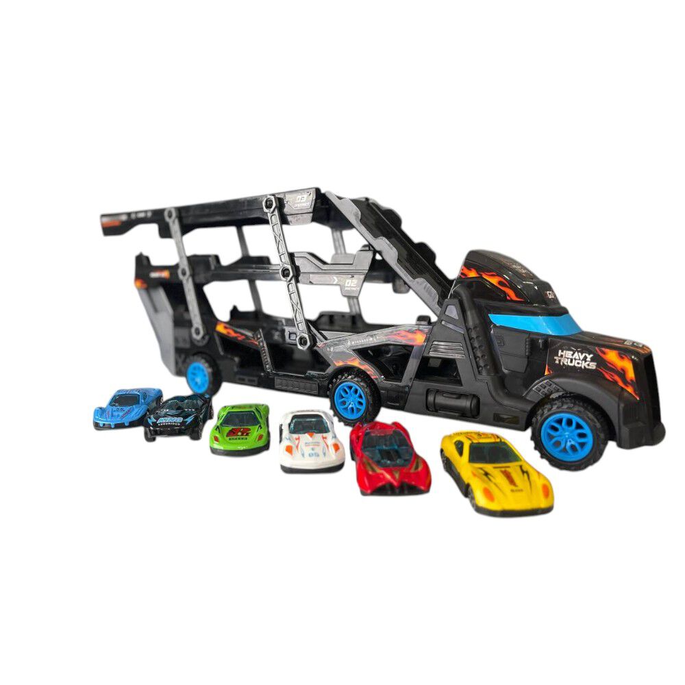 Juguete Camión De Doble Rampa Porta Autos Con 6 Carros image number 0.0