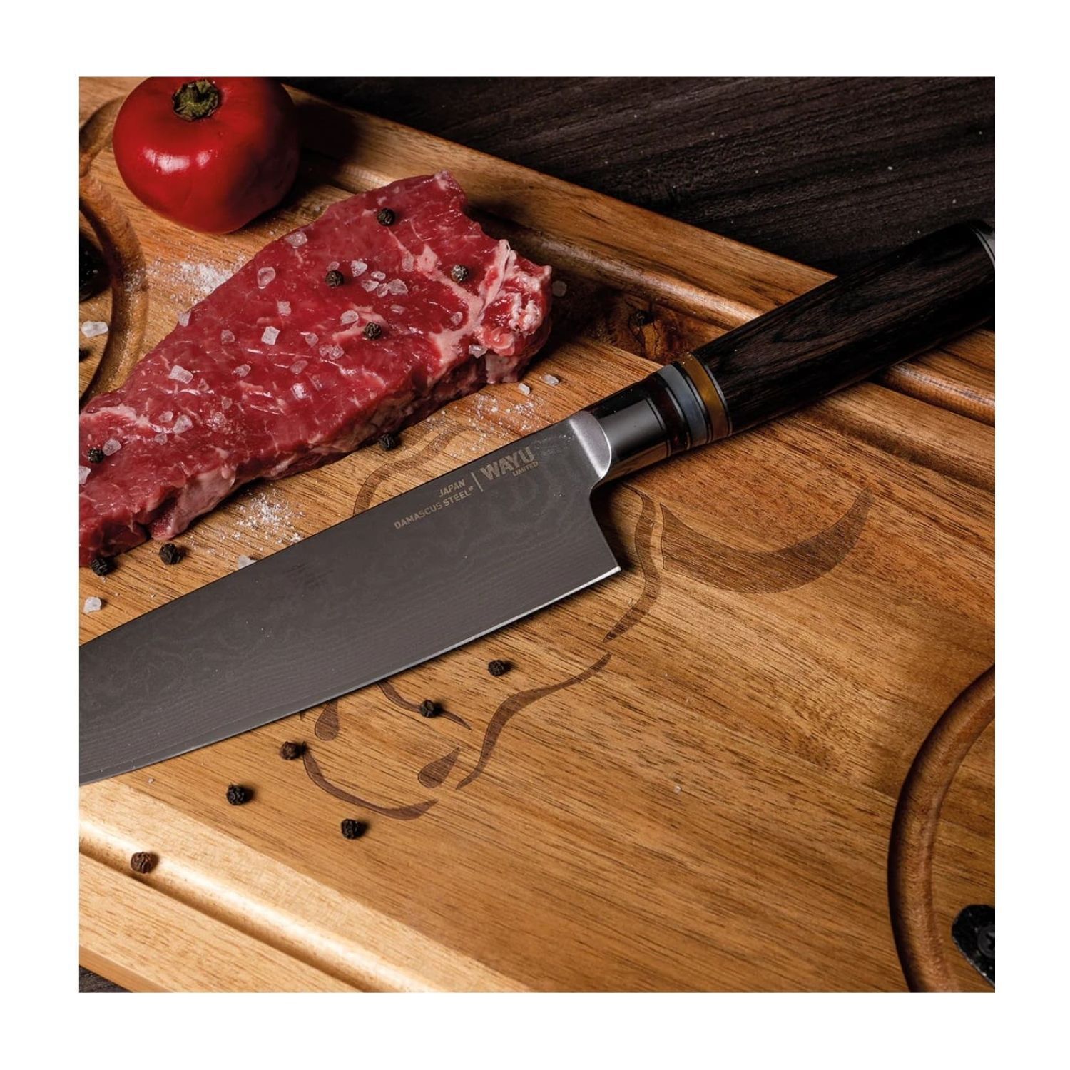 Cuchillo Damascus Black Pakka Wayu Limited 33cm Resistente image number 6.0