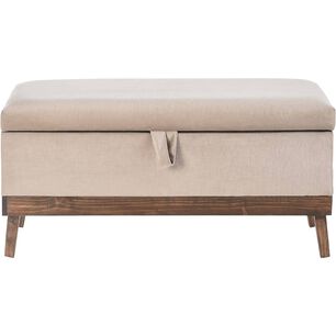Banqueta Con Ba&uacute;l Incy Beige Felpa 120x40x50 Cm M&aacute;xima Design