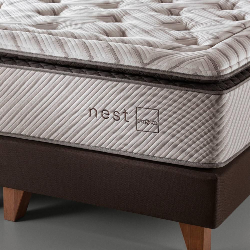 Cama Europea Rosen Nest / 2 Plazas / Base Dividida + Set De Maderas Issey Vison image number 1.0