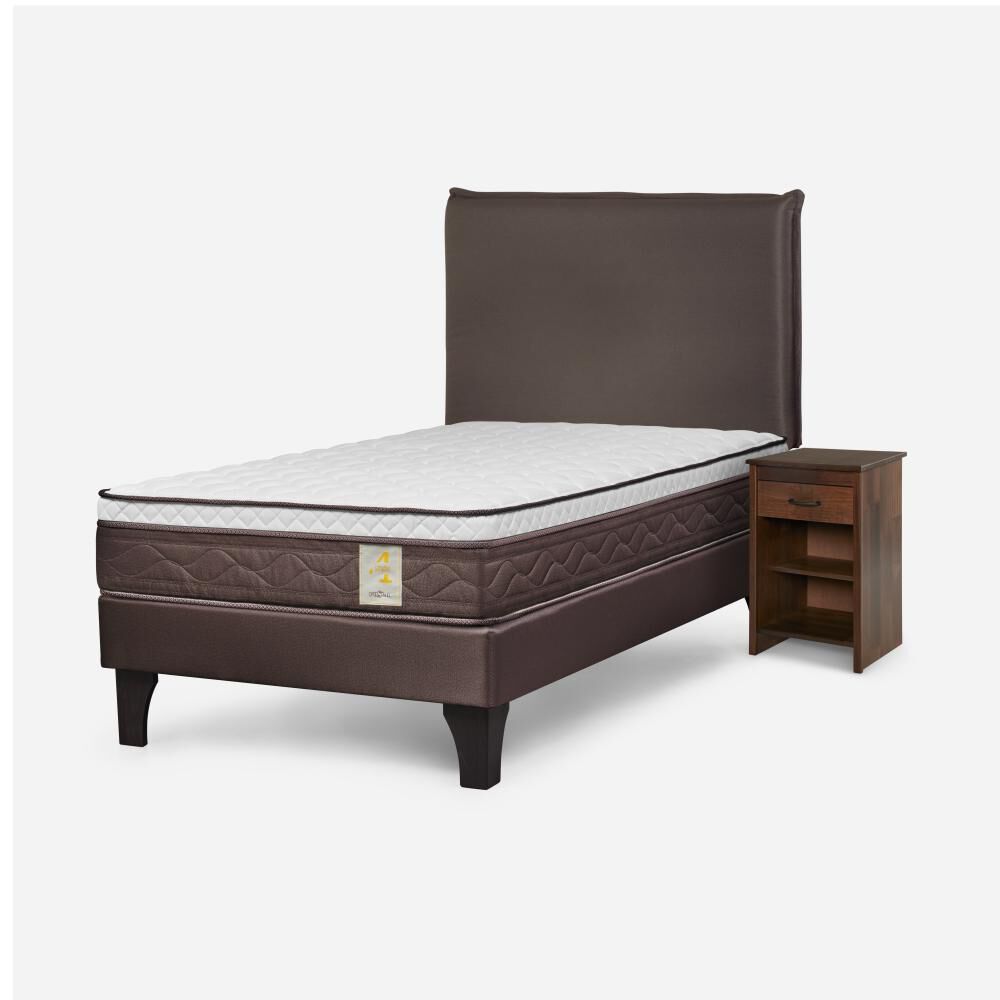 Cama Europea Rosen New Style 4 / 1 Plaza / Base Normal + Set De Maderas image number 1.0