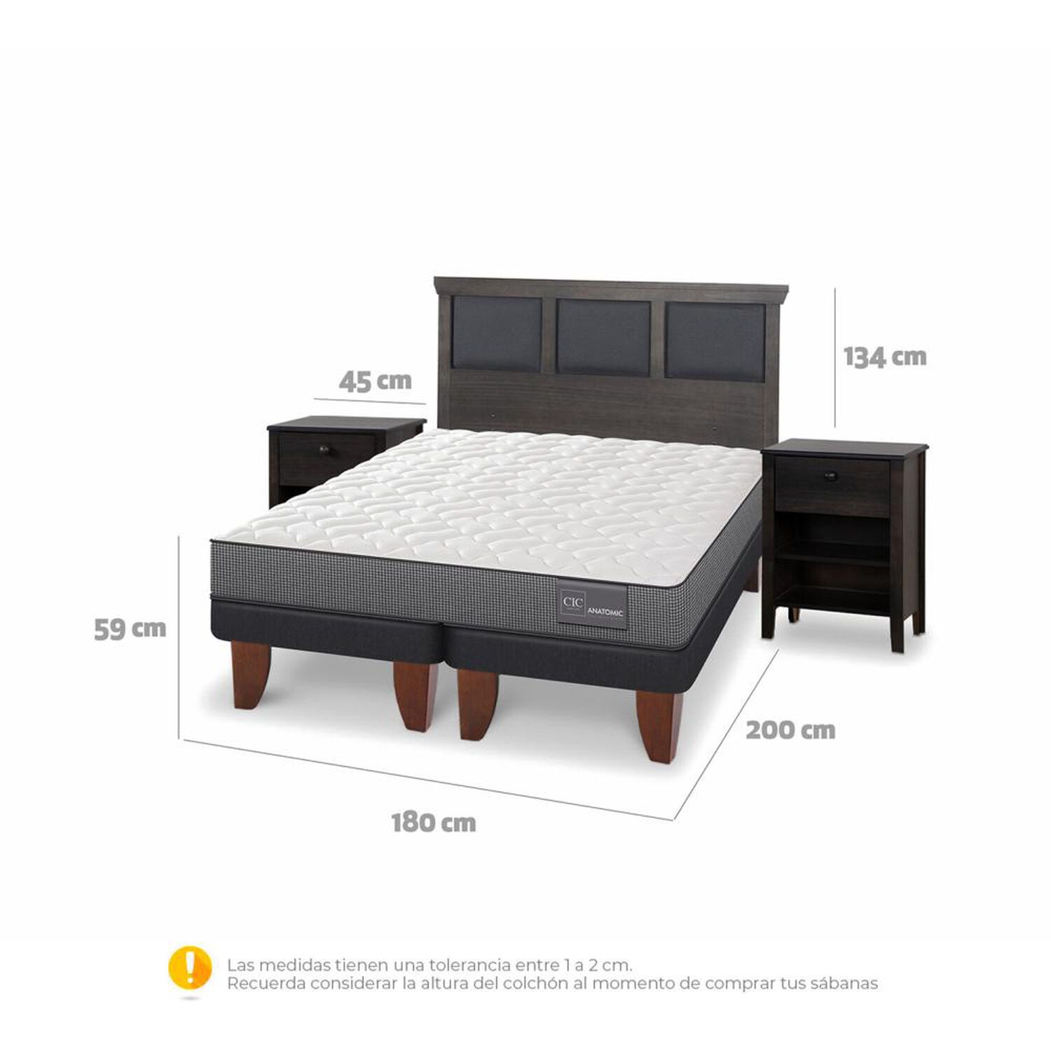 Cama Europea Cic Anatomic / King / Base Dividida + Set De Maderas image number 4.0