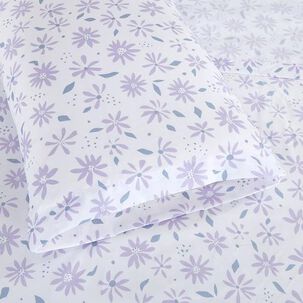 Sabana Andes Microfibra Estampada Hoja Lila 2 Plaza