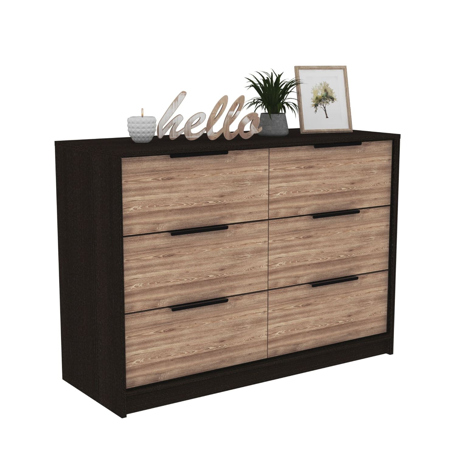 Comoda 4 Cajones 2 Puertas Fm-003n - Negro Y Cafe Claro image number 1.0