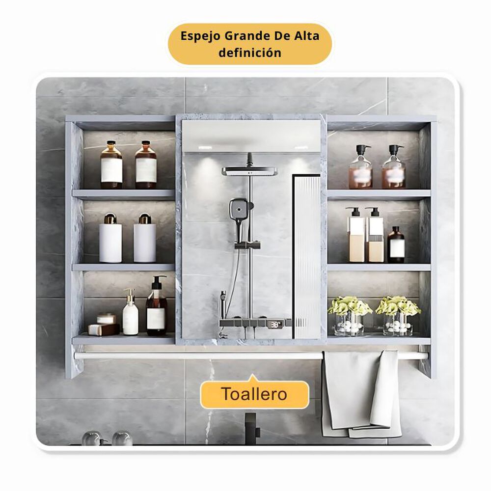 Mueble De Baño Organizador De 6 Repisas Con Espejo 90 X 12 X 70 Cm image number 2.0