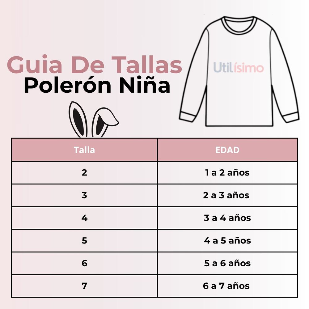 Nuevo Poler&oacute;n Ni&ntilde;a Manga Larga 100% Algod&oacute;n Rosado Conejito image number 2.0