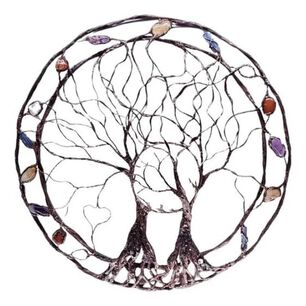 Adorno Colgante Met&aacute;lico &Aacute;rbol Vida 33 Cm Decoraci&oacute;n Pared