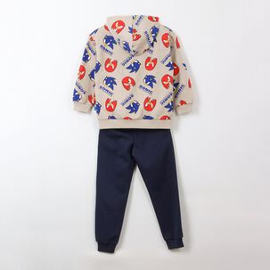 Conjunto Buzo Ni&ntilde;o Full Print Sonic & Nuckles Beige Sonic