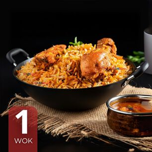Wok Chino Acero Inoxidable Antiadherente 34cm Color Negro