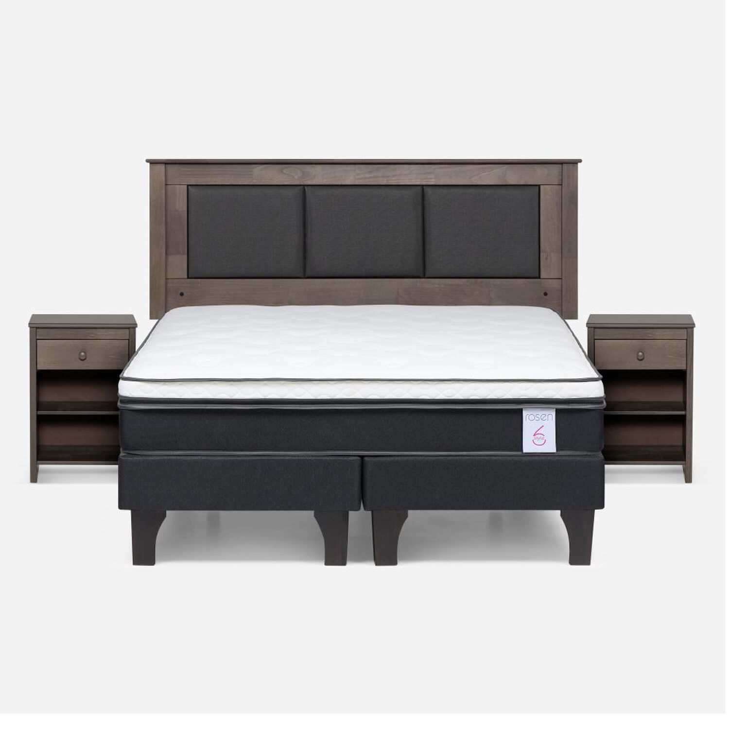 Cama Europea Rosen New Style 6 / 2 Plazas / Base Dividida + Set De Maderas image number 0.0