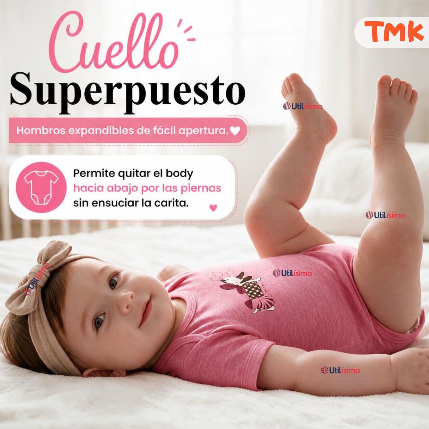 Pack 5 Bodys Manga Corta 100% Algod&oacute;n Tedmimak Ni&ntilde;a Sweet Girl image number 7.0